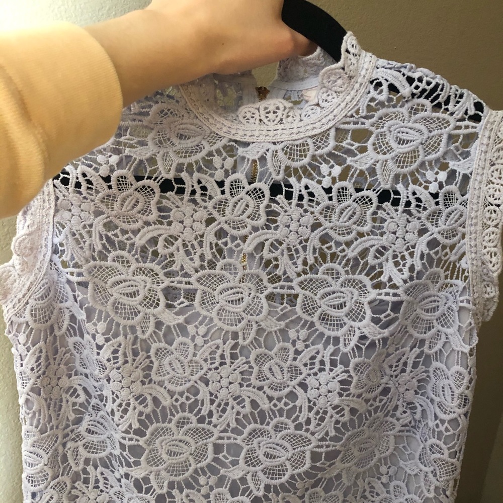 Lavender crochet lace zipper top blouse